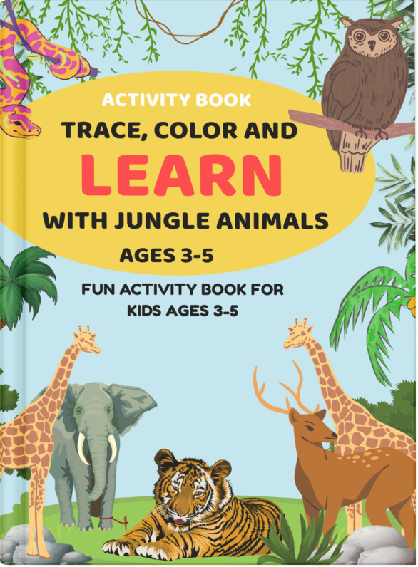 Trace, Color and Learn with Jungle Animals activity book